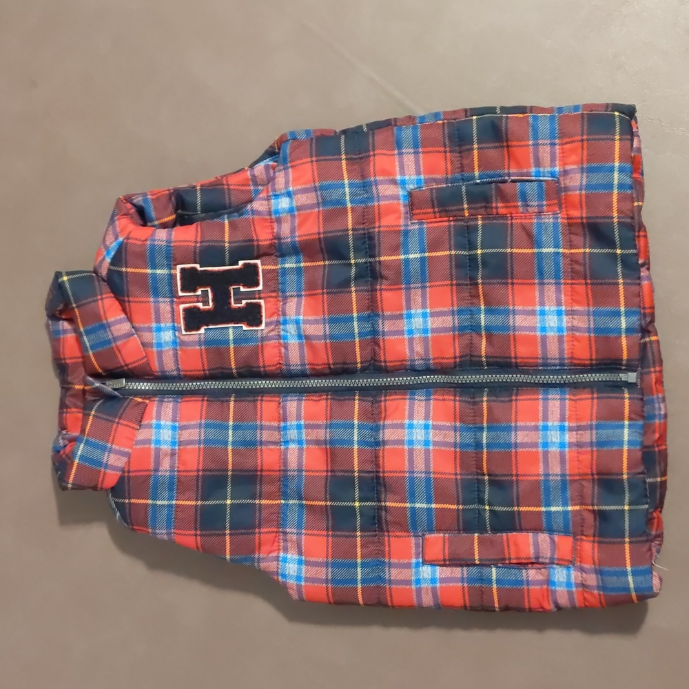 Tommy Hilfiger Vest Kids 18 Months Red Blue Plaid Zipper